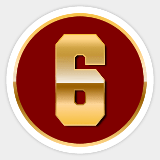 Gold Number 6 Sticker